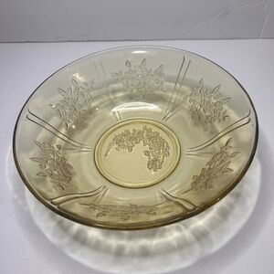 Federal Sharon/Cabbage Rose 8-1/2" Amber Berry Bowl- Depression Era 1935 to 1939